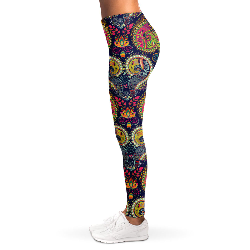 Colorful Boho Paisley Pattern Print Women's Leggings