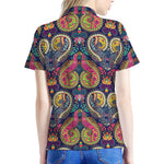 Colorful Boho Paisley Pattern Print Women's Polo Shirt