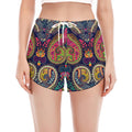 Colorful Boho Paisley Pattern Print Women's Split Running Shorts