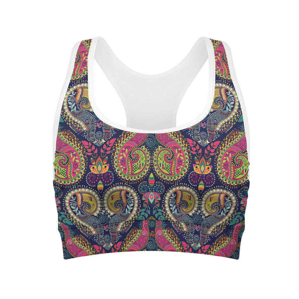 Colorful Boho Paisley Pattern Print Women's Sports Bra