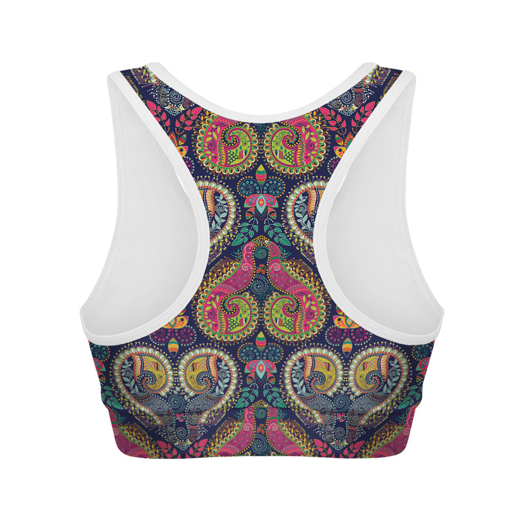 Colorful Boho Paisley Pattern Print Women's Sports Bra
