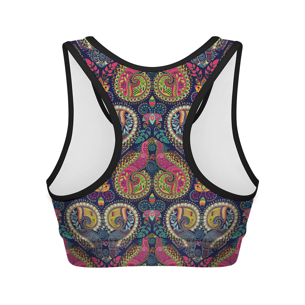 Colorful Boho Paisley Pattern Print Women's Sports Bra