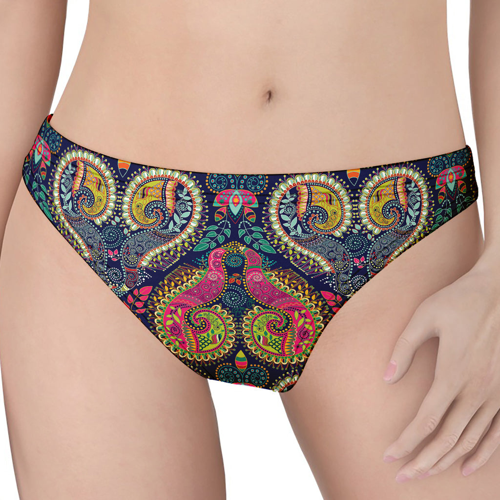 Colorful Boho Paisley Pattern Print Women's Thong