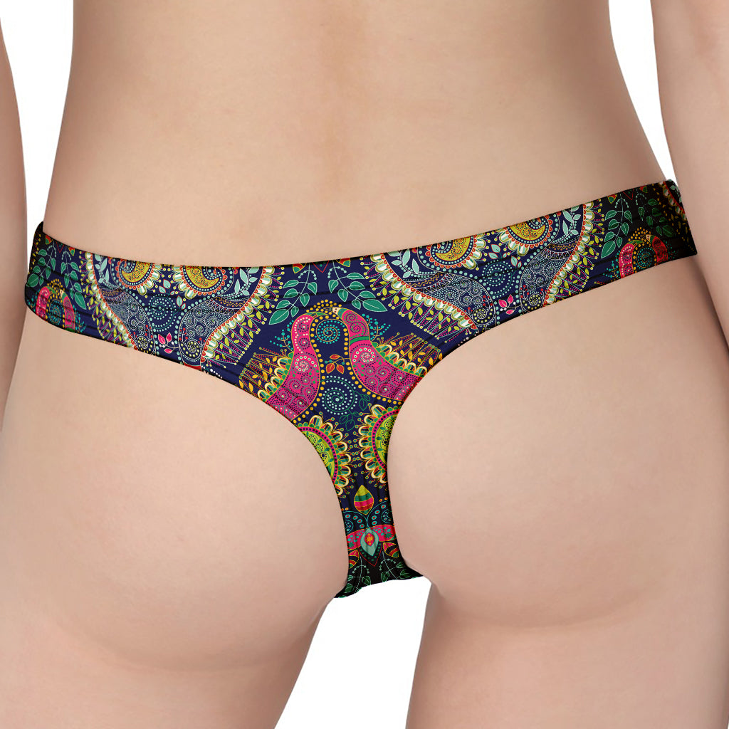 Colorful Boho Paisley Pattern Print Women's Thong