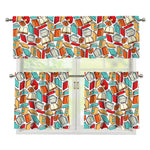Colorful Books Pattern Print 3 Piece Kitchen Curtains