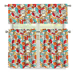 Colorful Books Pattern Print 3 Piece Kitchen Curtains