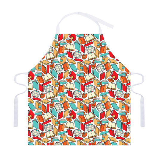 Colorful Books Pattern Print Adjustable Apron