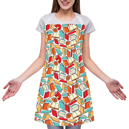 Colorful Books Pattern Print Adjustable Apron