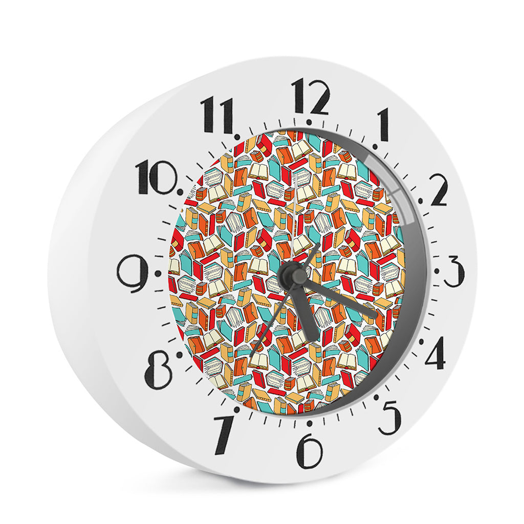 Colorful Books Pattern Print Alarm Clock