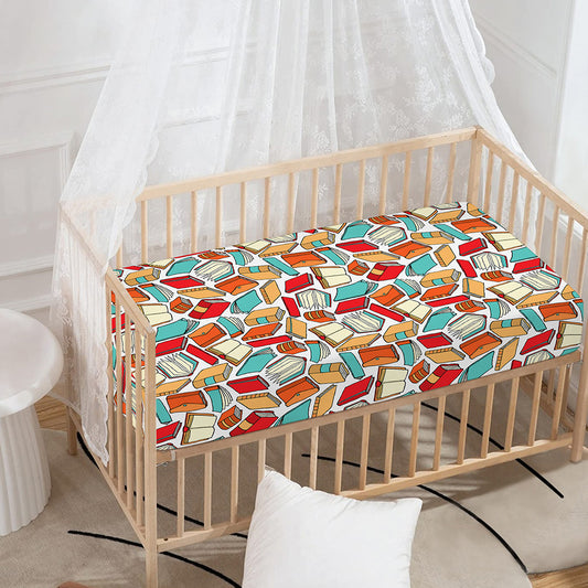 Colorful Books Pattern Print Baby Crib Sheet