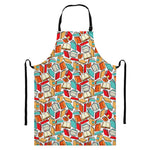 Colorful Books Pattern Print Bib Apron With Pocket