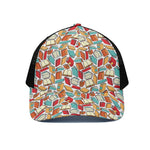 Colorful Books Pattern Print Black Mesh Trucker Cap