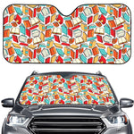 Colorful Books Pattern Print Car Windshield Sun Shade
