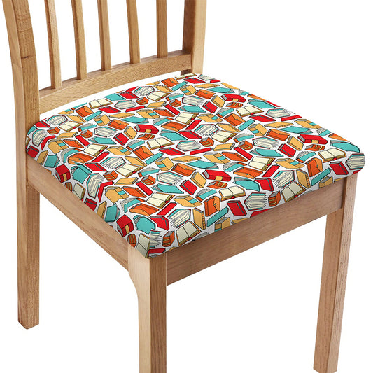 Colorful Books Pattern Print Chair Cushion Cover