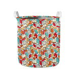 Colorful Books Pattern Print Collapsible Laundry Basket