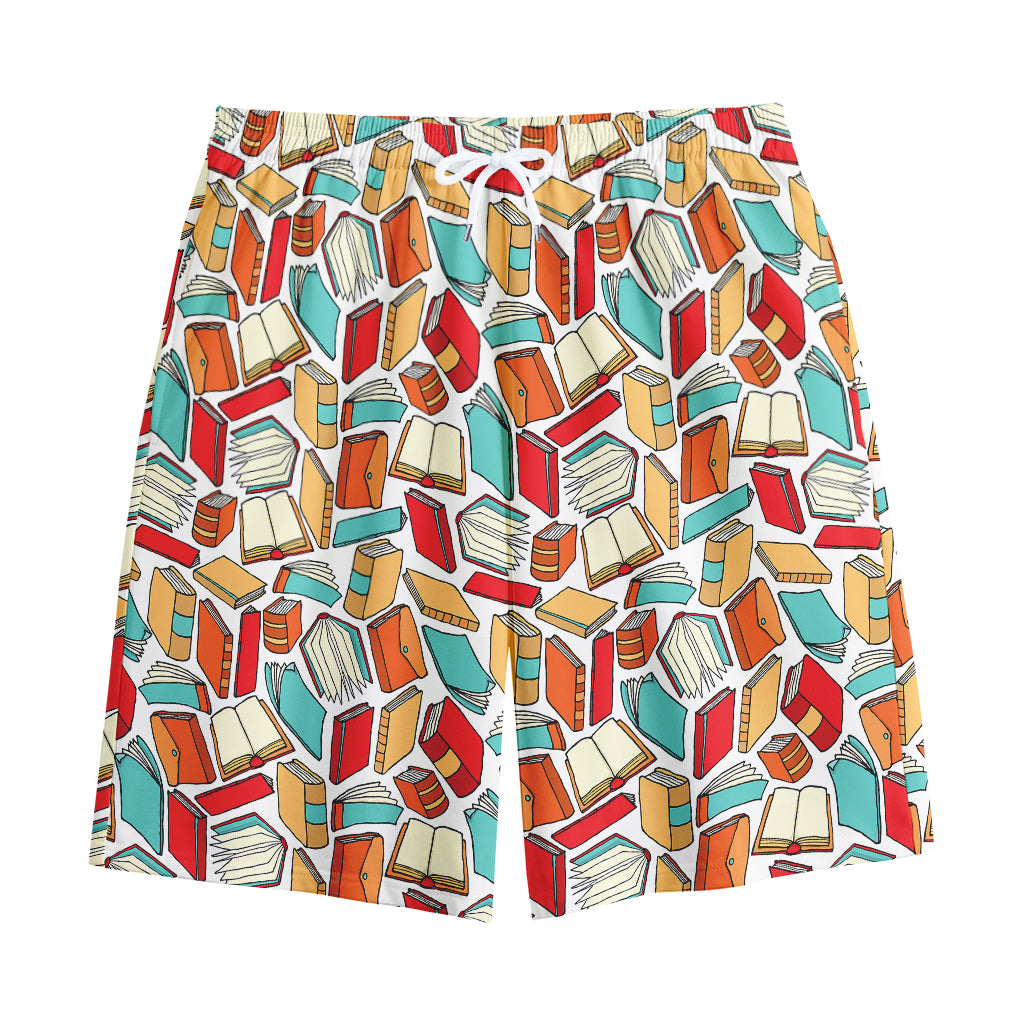 Colorful Books Pattern Print Cotton Shorts