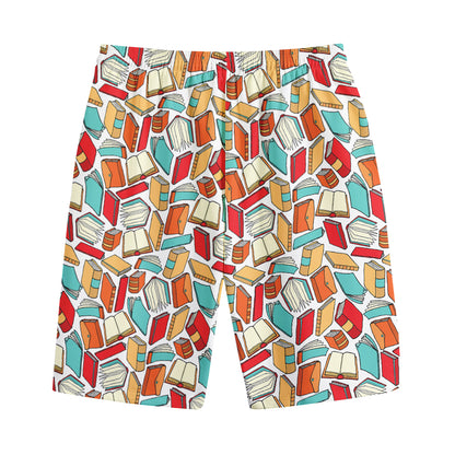 Colorful Books Pattern Print Cotton Shorts