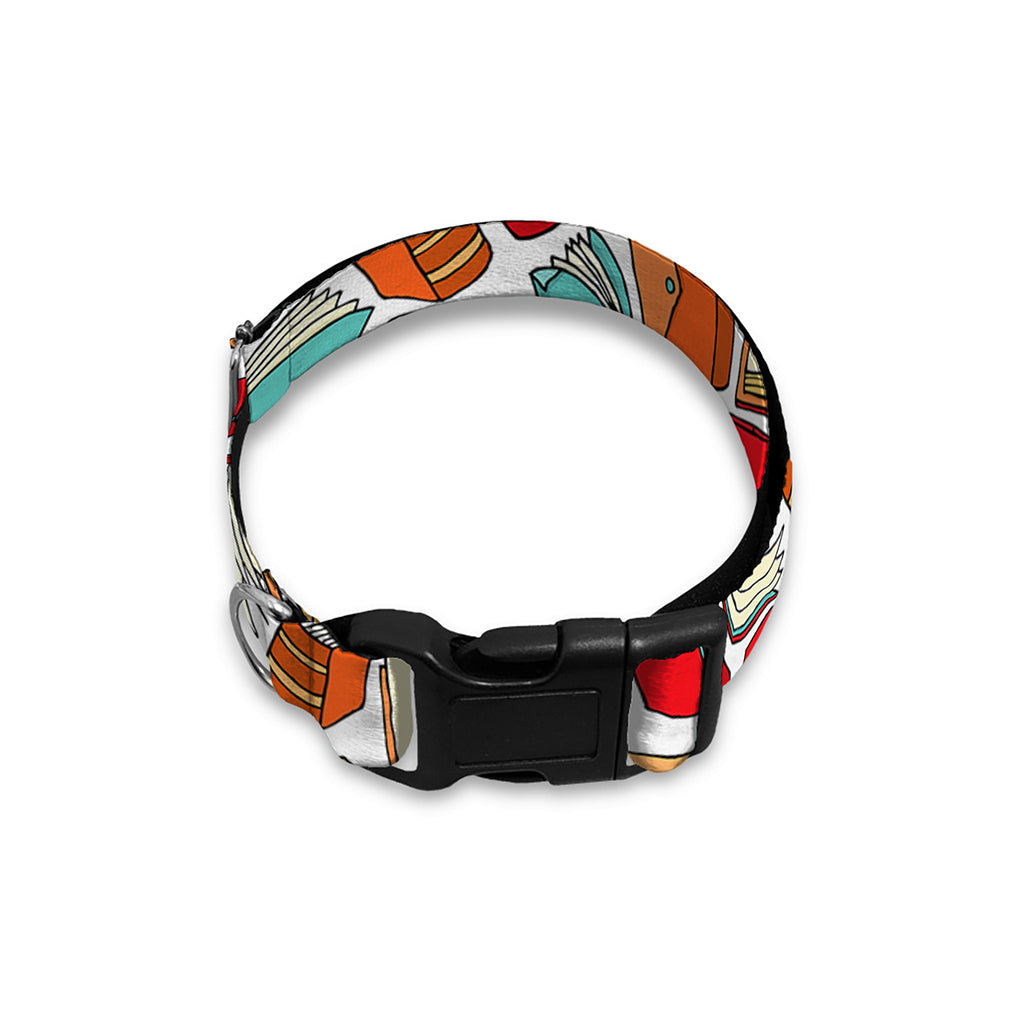 Colorful Books Pattern Print Dog Collar