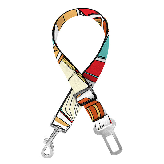 Colorful Books Pattern Print Dog Seat Belt