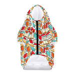 Colorful Books Pattern Print Dog Zip Up Hoodie