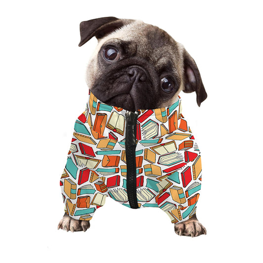 Colorful Books Pattern Print Dog Zip Up Jacket