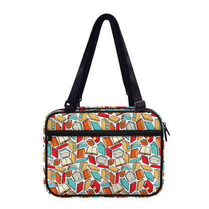 Colorful Books Pattern Print Double Strap Bible Bag
