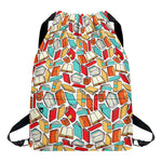 Colorful Books Pattern Print Drawstring Backpack