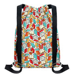 Colorful Books Pattern Print Drawstring Backpack