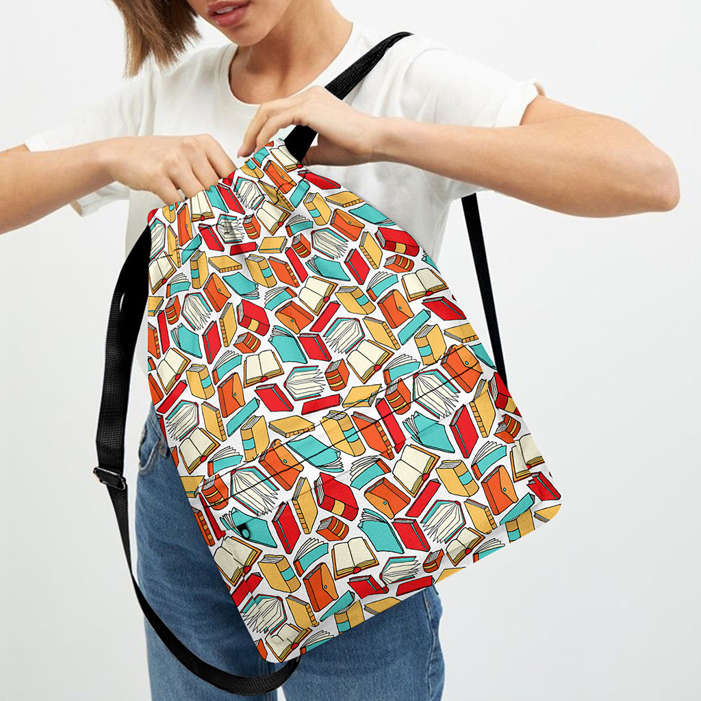 Colorful Books Pattern Print Drawstring Backpack