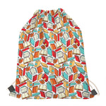 Colorful Books Pattern Print Drawstring Bag