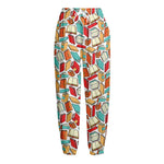 Colorful Books Pattern Print Fleece Lined Knit Pants