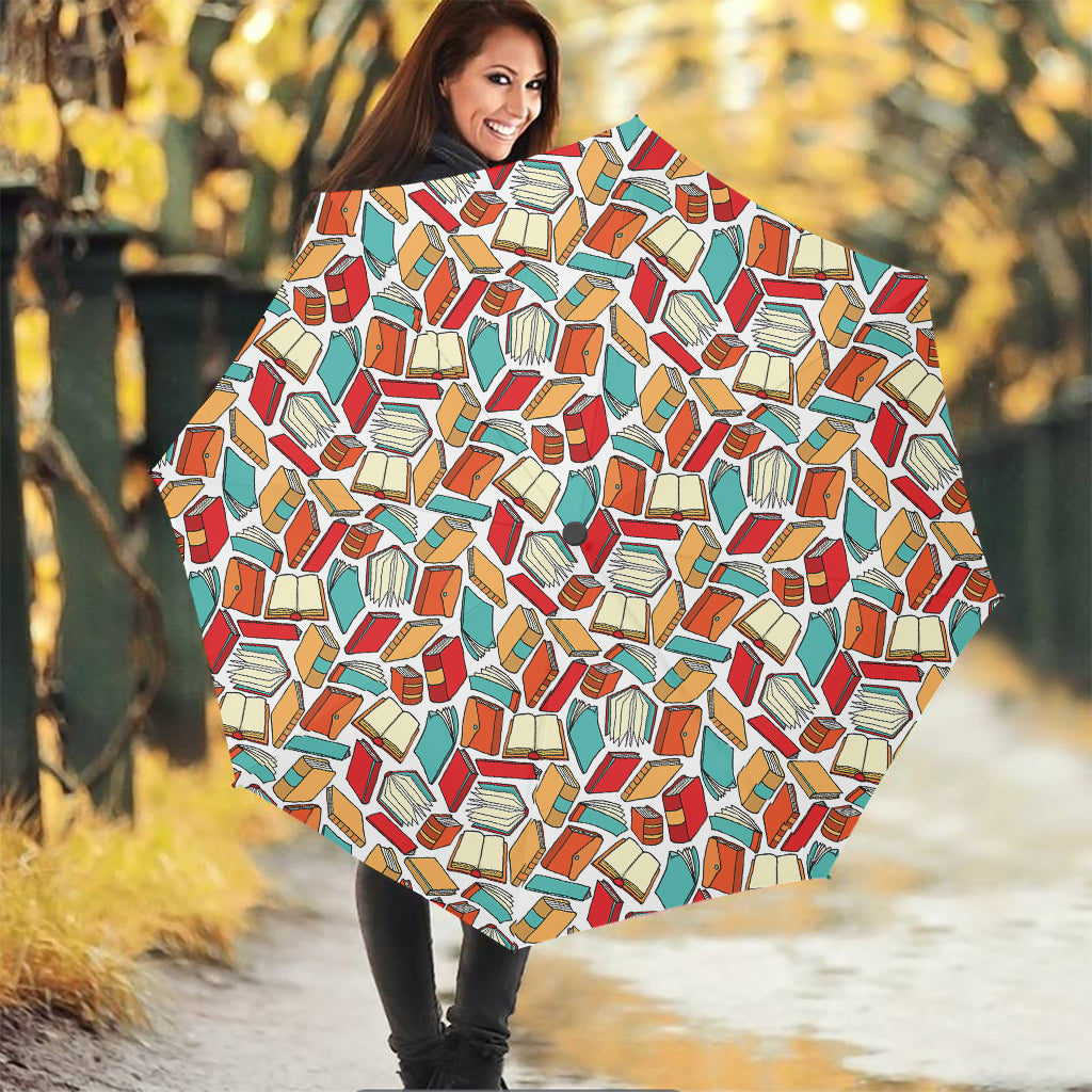 Colorful Books Pattern Print Foldable Umbrella