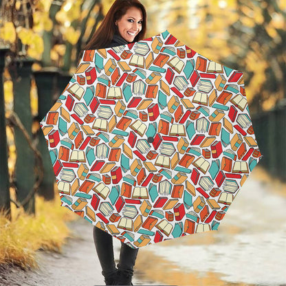 Colorful Books Pattern Print Foldable Umbrella