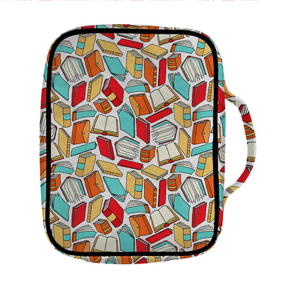 Colorful Books Pattern Print Front Pocket Bible Bag