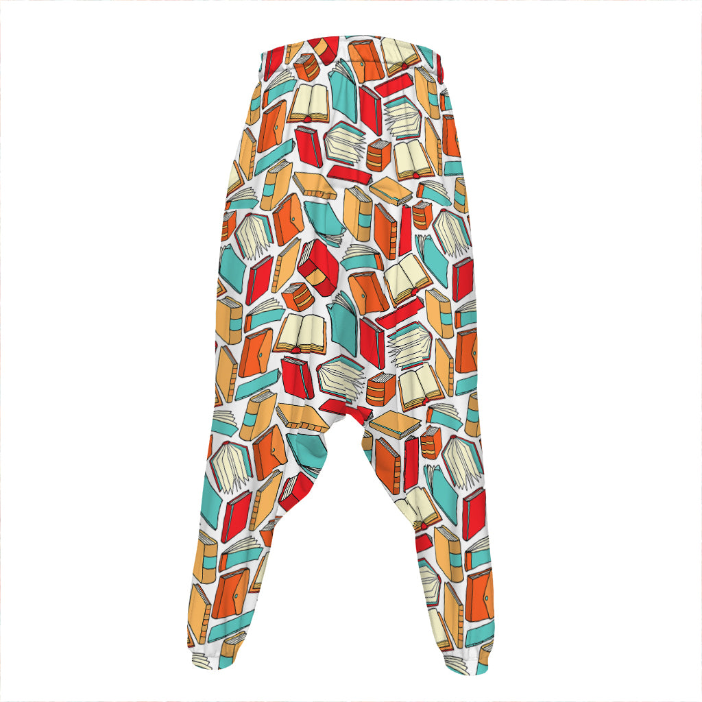 Colorful Books Pattern Print Hammer Pants