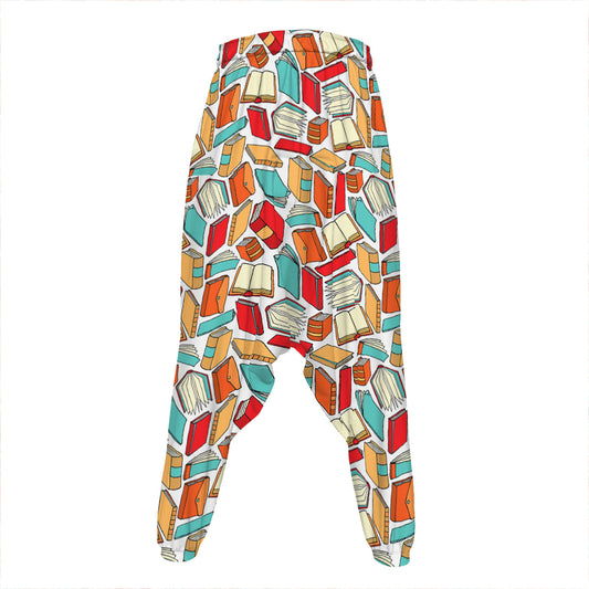 Colorful Books Pattern Print Hammer Pants
