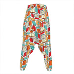 Colorful Books Pattern Print Hammer Pants