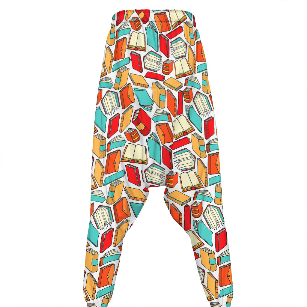 Colorful Books Pattern Print Hammer Pants