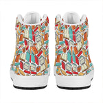 Colorful Books Pattern Print High Top Leather Sneakers