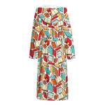 Colorful Books Pattern Print Hooded Bathrobe
