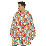 Colorful Books Pattern Print Hoodie Blanket