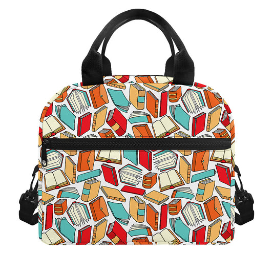Colorful Books Pattern Print Insulated Lunch Bag
