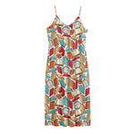 Colorful Books Pattern Print Jersey Midi Cami Dress