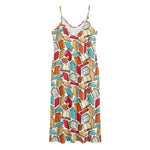 Colorful Books Pattern Print Jersey Midi Cami Dress
