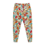 Colorful Books Pattern Print Jogger Pants