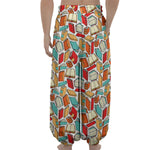 Colorful Books Pattern Print Lantern Pants