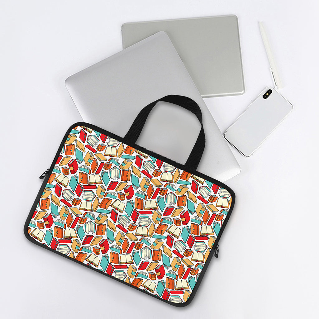 Colorful Books Pattern Print Laptop Sleeve With Handle