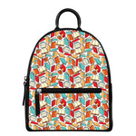 Colorful Books Pattern Print Leather Backpack