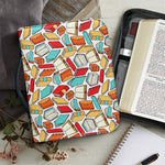 Colorful Books Pattern Print Leather Bible Cover