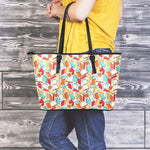 Colorful Books Pattern Print Leather Tote Bag